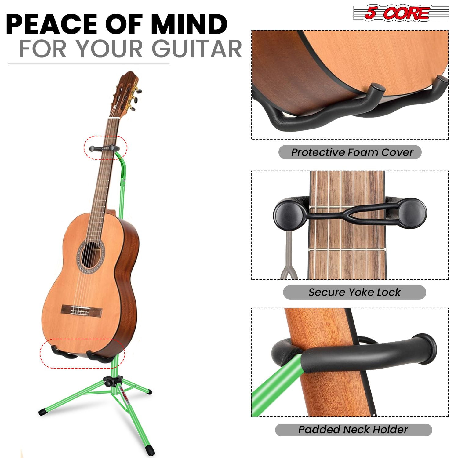 Guitar Stand Pair Floor Folding Soporte Para Guitarra - Acoustic Electric Bass GSH HD 2PK