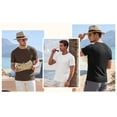 thumbnail image 5 of RICHCOIN Short Sleeve Top for Men Athletic Workout Summer Top Brown Casual Ribbed Round Neck Tee Shirt M, 5 of 7