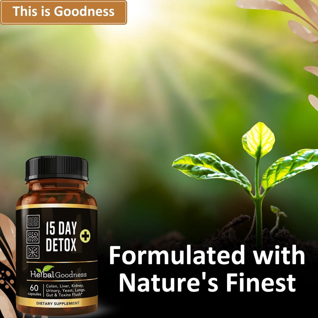 15 Day Detox Capsules 60ct - Detox Cleanse Probiotics for Women and Men, Gut & Colon Cleanser Supplement, Senna leaf - Herbal Goodness
