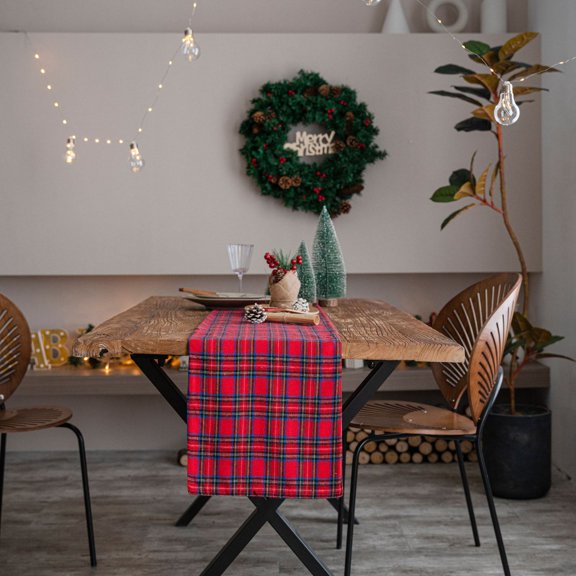 suxuMhao Holiday Table Runner, Red & Blue Classic Tartan Plaid Decor Dining Table Runner, Seasonal Kitchen Table Linen, 12×63 In, 1 pc Farmhouse Tabletop Cover for Christmas & Party Decor