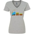 thumbnail image 3 of Inktastic Colorful Toy Train Women's V-Neck T-Shirt, 3 of 5