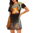 thumbnail image 1 of Fotbe Colorful Painted Duck Bata de Dormir para Mujer con Estampado, Camisón de Algodón de Manga Corta, Ropa de Dormir Casual, 1 of 6