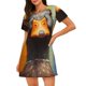 thumbnail image 1 of Balery Colorful Painted Duck Camisón de manga corta con cuello redondo para mujer, cómodo y elegante., 1 of 6