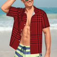 thumbnail image 7 of KLL Red Black Houndstooth Print Men's Hawaiian Shirt Short Sleeve Button Down Beach Shirts,Medium, 7 of 7