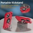 thumbnail image 3 of ELEHOLD Heavy Duty Rugged Case for iPhone 15 Foldable Ring Holder Kickstand Case, Hybrid Tri-Layers Military Grade Shockproof Protection Cover for 6.1" iPhone 15,Red+Black, 3 of 5