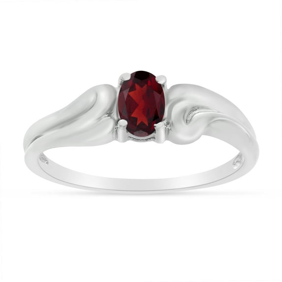 10k White Gold Oval Garnet Ring