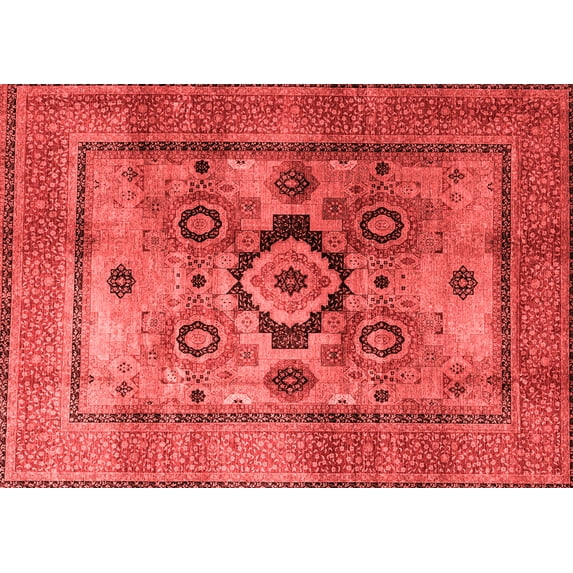 Ahgly Company Machine Washable Indoor Rectangle Oriental Red Modern Area Rugs, 7' x 10'