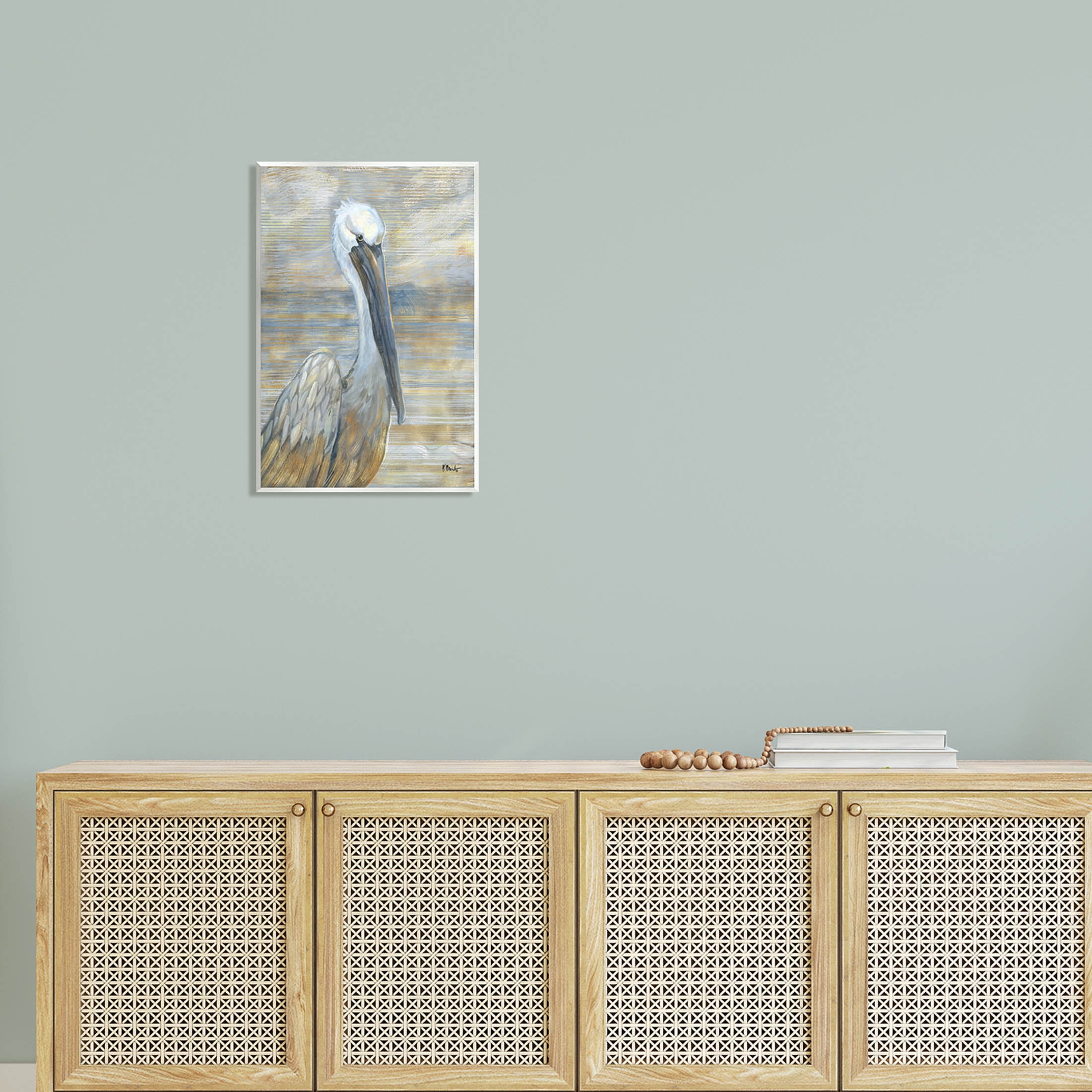 Stupell Industries Coastal Pelican Bird Abstract Portrait Painting Unframed Art Print Wall Art, Design by Paul Brent