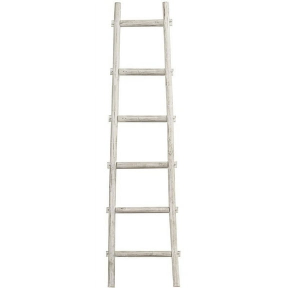 Benjara Transitional Style Wooden Decor Ladder with 6 Steps, White