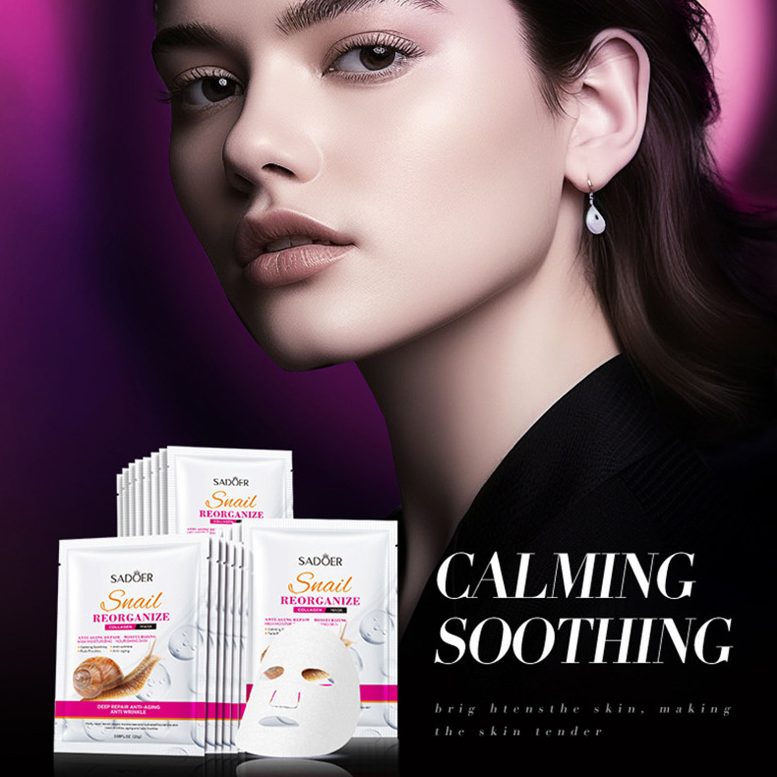 Kehuo Collagen Moisturizing and Moisturizing Tablet Snail Facial Mask