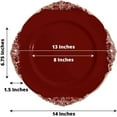thumbnail image 2 of 13" Charger Plates -Set of 24 - Acrylic Burgundy Round Baroque Disposable Chargers Leaf Embossed Rim, Ideal for Dinner Party Wedding Bulk Events, 2 of 7