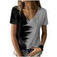 thumbnail image 1 of T-shirt Blouse Décontracté pour Femmes, Été, Col en V, Manches Courtes, Imprimé, 1 of 9
