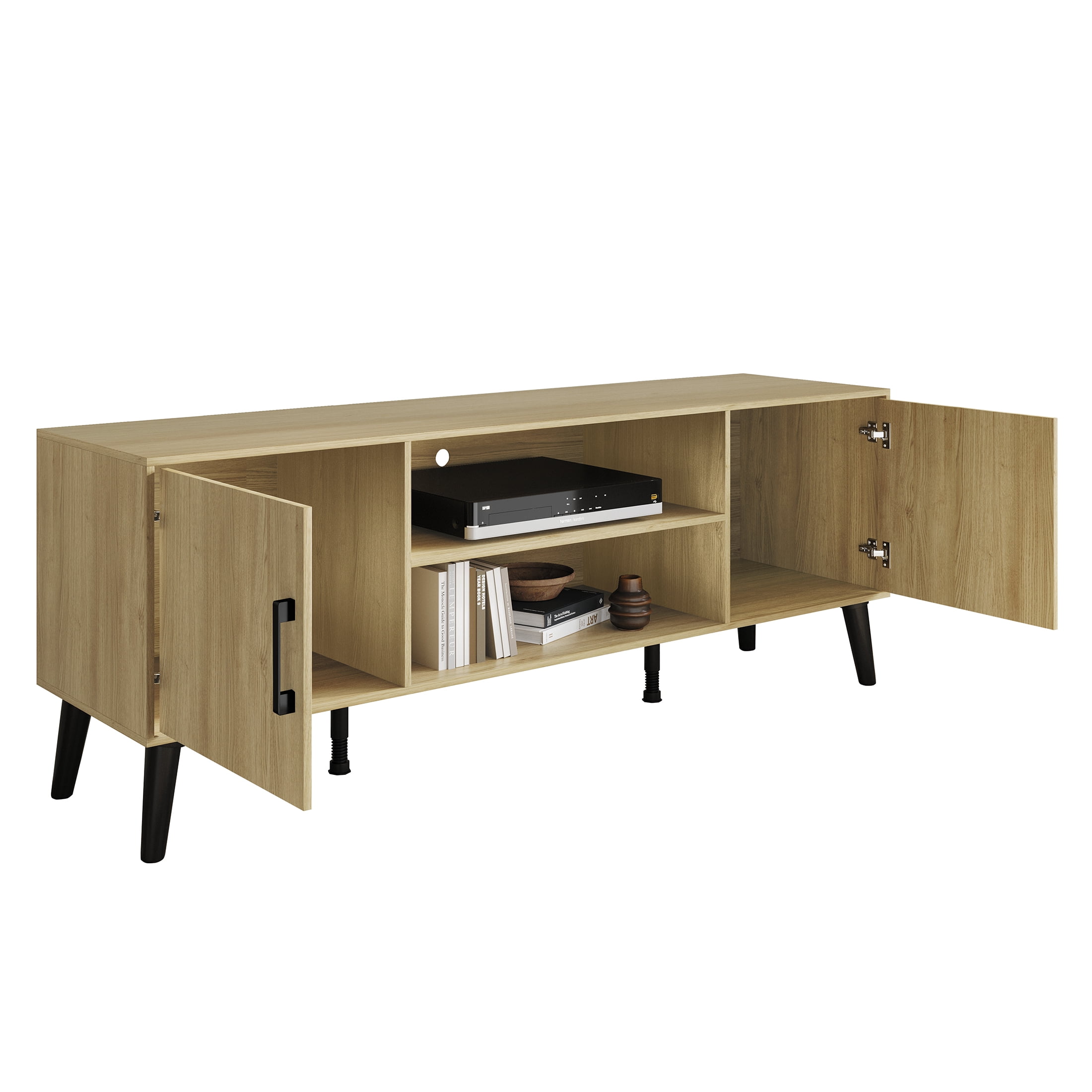 Castle Place Timeless TV Stand Console for TVs up to 65", Light Oak