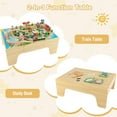 thumbnail image 3 of OLAKIDS Table de Train, Ensemble de Jeu de 84 Pcs en Bois pour Enfants avec Tiroir de Rangement, Plateau Réversible Détachable, Rails, Train, Chemin de Fer, Ville, Cadeau pour Tout-Petits Garçons Filles 3+, 3 of 9