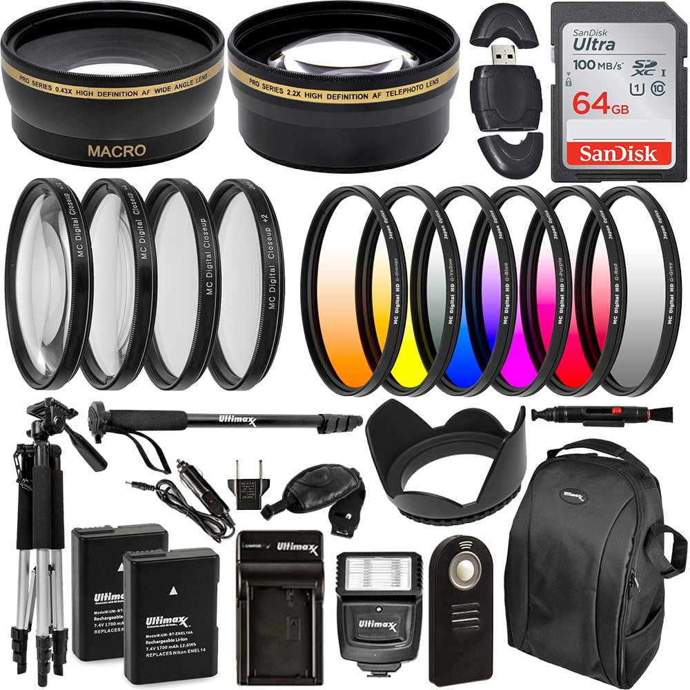 Ultimaxx 55MM Accessory Kit for Nikon D3300, D3400, D5500, D5600, and