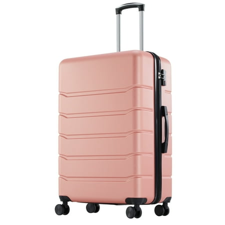 edx 24 Inch Hardside Expandable Luggage with Spinner Wheels  Checked-Medium Lightweight Expandable Rolling Luggage with TSA Lock  Pink