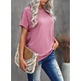 thumbnail image 4 of Blouses T-Shirts Décontractées à Manches Courtes à Blocs de Couleur Rayés pour Femmes, 4 of 6