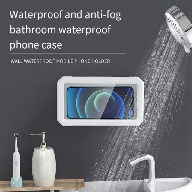 Soporte para Teléfono de Ducha Impermeable Rotación de 360° Soporte Ajustable para Caja de Teléfono Soporte para Teléfono de Pared Antivaho Cubierta del Soporte Negro
