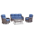 thumbnail image 3 of PARKWELL 4 Piece Outdoor Patio Furniture Set,All-Weather High Back Conversation Set with Luxury 6-Inch Thick Cushions,Swivel Glider Chair,5-Seat Furniture Sets for Garden, Deck, Backyard,Brown/Navy, 3 of 8