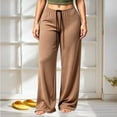 thumbnail image 2 of Hurxie Women's Comfy Pajamas Drawstring Stretch Long Wide Leg Lounge Pants, 2 of 5