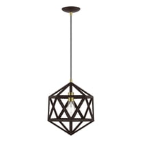 41328-07 Livex Lighting Ashland - 1 Light Pendant In Geometric Style-20.75 Inches Tall and 13 Inches Wide-Bronze/Antique Brass Finish -Traditional