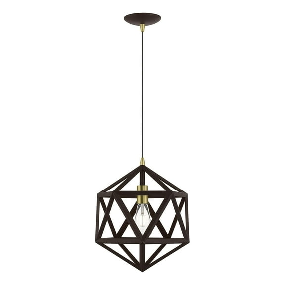 41328-07 Livex Lighting Ashland - 1 Light Pendant In Geometric Style-20.75 Inches Tall and 13 Inches Wide-Bronze/Antique Brass Finish    -Traditional