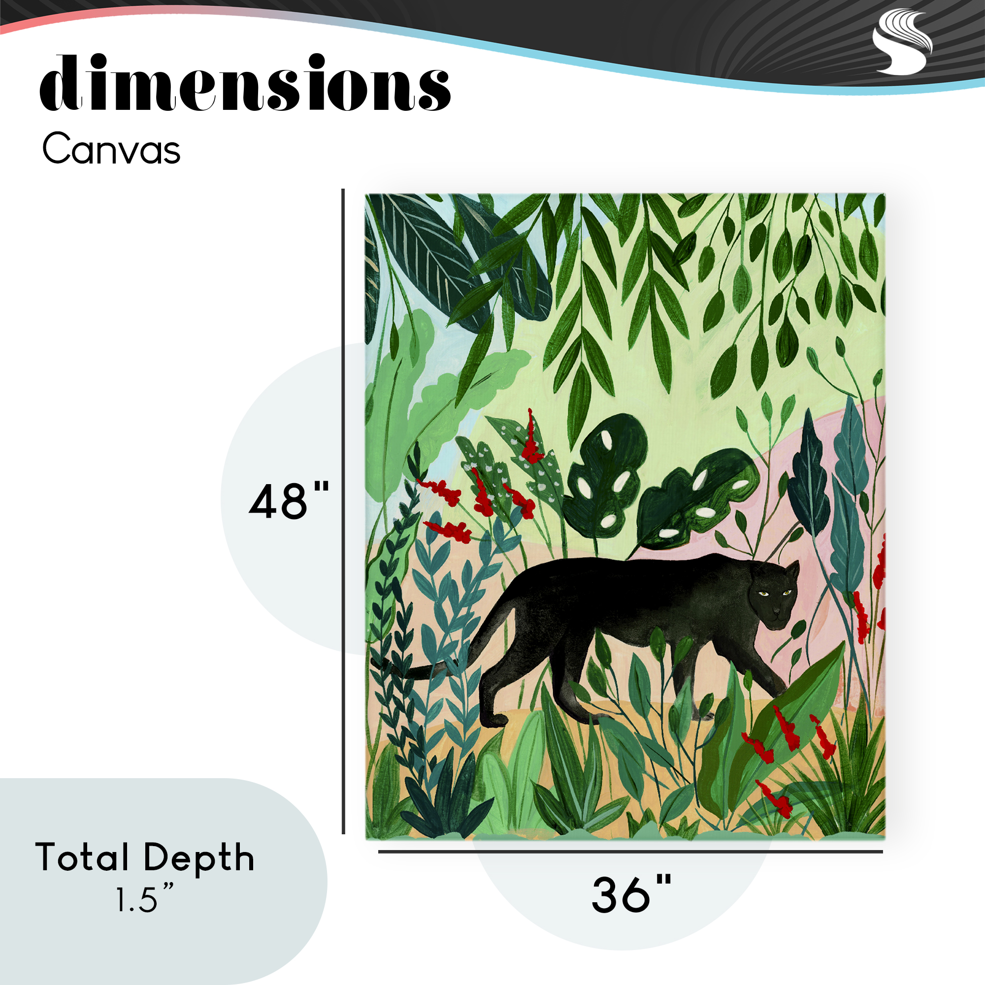 Stoic Panther Tropical Forest Canvas Wall Art, design by Nabeela Rumi