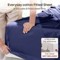 thumbnail image 2 of California Design Den King Bed Fitted Sheet, 1 Pc - Soft 100% Cotton Sateen, Deep Pockets, Durable All-Around Elastic - Navy Blue, 2 of 8