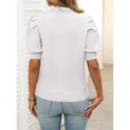 thumbnail image 5 of Women'S Puff Short Sleeve Sweater Tops 2025 Spring Summer Trendy Crew Neck Casual T Shirts Blouses White L, 5 of 6