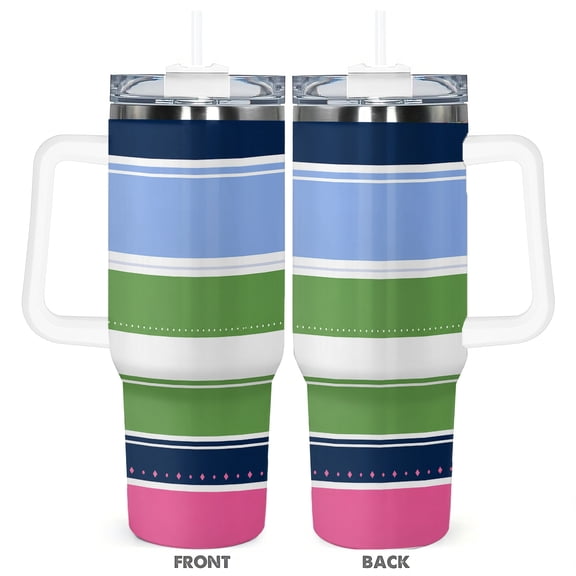 Sunny Day Stripe 40oz Travel Tumbler Cup With Reusable Straw And Slide Top Lid