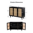 thumbnail image 6 of 43" Storage Sideboard Cabinet, Tina's Home 3 Rattan Doors Wooden Buffet Adjustable Shelves Bedroom, 6 of 8