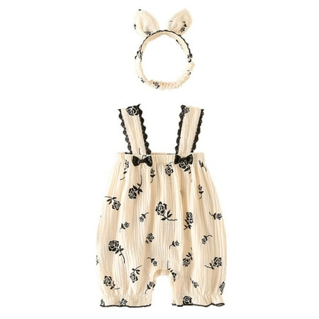 

NOKIO Cute And Cozy Baby Romper Suit Toddler Girls Button Fly Romper Baby Girl Romper Sleeveless Halter Floral Harness Outside Bodysuit Romper Jumpsuit Clothes Adorable Baby Jumpsuits In Fall Colors