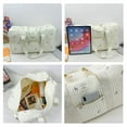 thumbnail image 3 of Qarigey Bolso de mamá de moda coreana elegante de algodón, bolsillo seguro para botella, cómodo para viajar Bolsas de mensajero y de hombro hojas de color blanco lechoso, 3 of 6