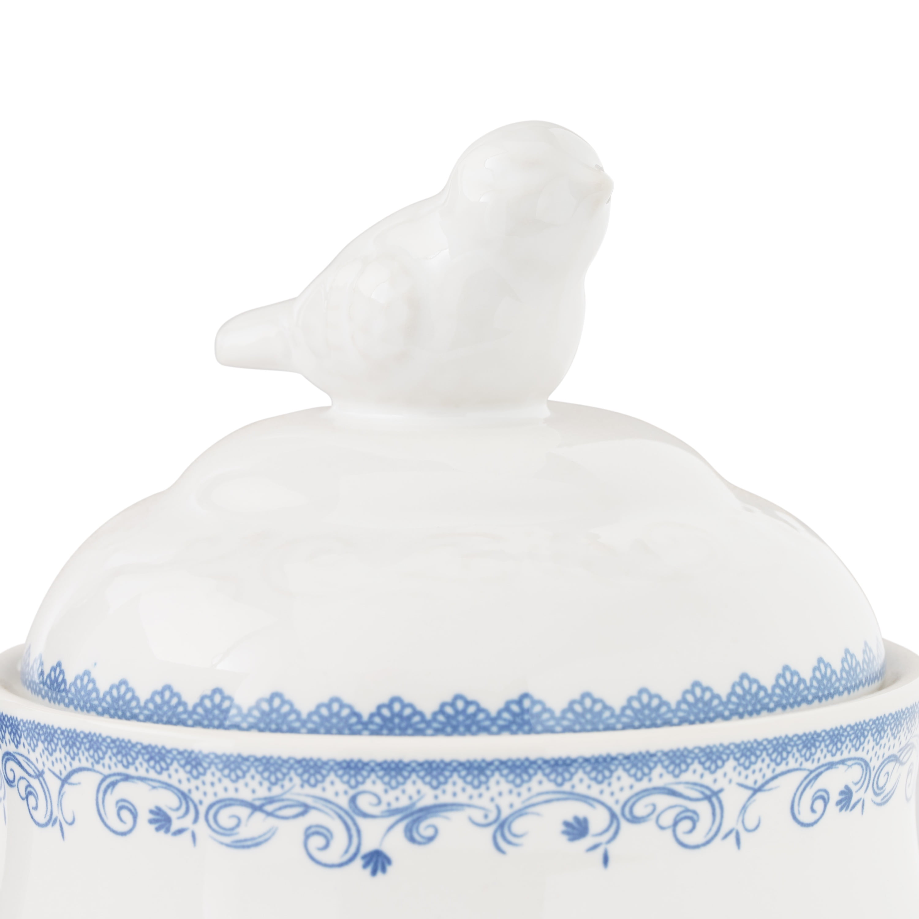 The Pioneer Woman Agatha Stoneware Sugar Bowl with Lid, Blue