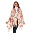 thumbnail image 3 of FORMRS Womens Scarf Winter Soft Long Big Warm Shawls Wrap Tassel Scarves, Beige Starfish, 3 of 9