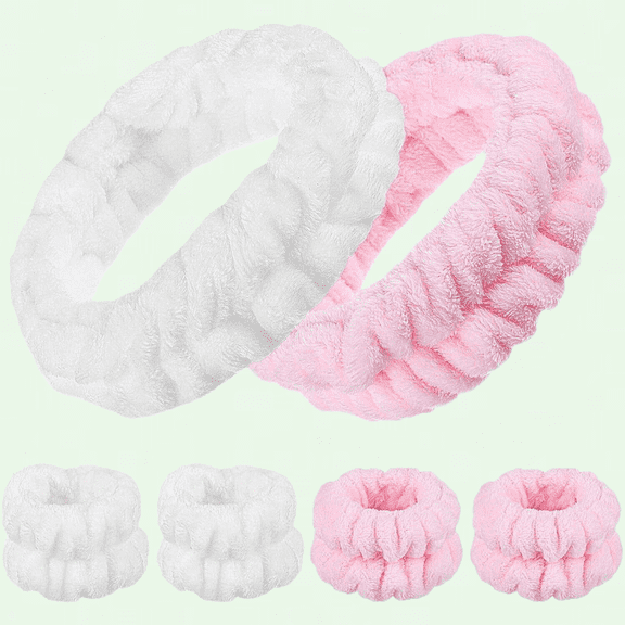 Spa Headband and Wristband Set, Makeup Hairband, Breathable and Comfortable, Skin-Friendly, for Facial Care, Showering, Makeup, Sports, Yoga