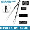 thumbnail image 2 of Zulay (12 Inch) Stainless Steel Tongs For Cooking - Scallop Head Edge, 2 of 5