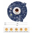 thumbnail image 6 of 13 Inch Round Placemats Set of 4, Navy Blue Snowflake Christmas Non Slip Heat Insulation PP Table Mats, Xmas Snowflake Washable Place Mats for Kitchen Dining Party Table Decor, 6 of 7