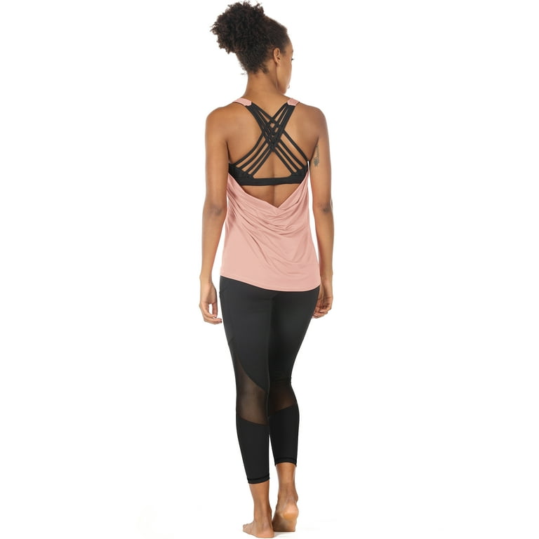 icyzone Yoga Tops Workouts Clothes Activewear Built in Bra Tank Tops for  Women