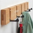 thumbnail image 1 of Faltbare Kleiderhaken aus Naturholz, Wandgarderobe mit 5 Haken, Wandregal, selbstklebend, Postregal, Schlüsselaufhänger, Holz-Wand-Organizer für Badezimmer, Wohnzimmer, Schlafzimmer, Büro, Küche, 1 of 5