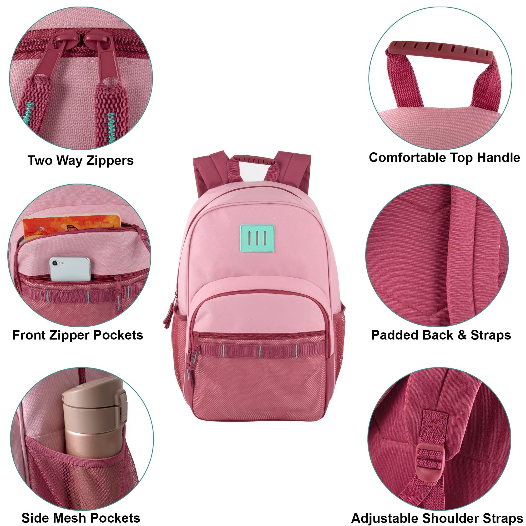 12 Pack of Multi Mesh Pocket Backpacks Containing 45 Piece Stationary Supply Kits with Pens, Pencils, Erasers, Notebooks and More in Pastel Colors Pack