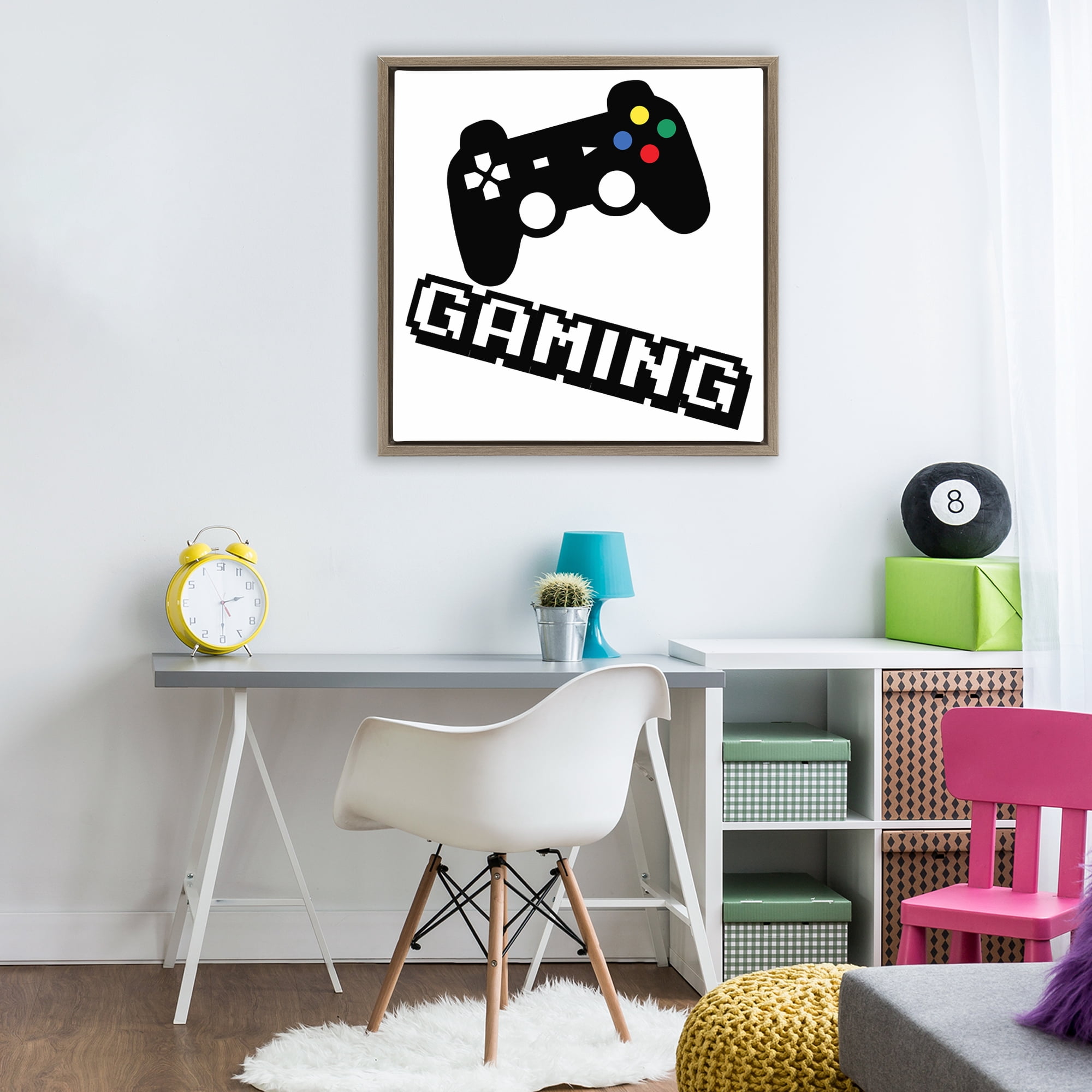 Stupell Industries Playful Pixel Gaming Brown Framed Floater Canvas Wall Art, design by Marcus Prime