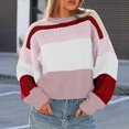 thumbnail image 5 of vigerkar Womens Color Block Loose Sweaters 2025 Winter Trendy Casual Oversized Y2k Going Out Striped Pullover Tops (Red, XXL), 5 of 5