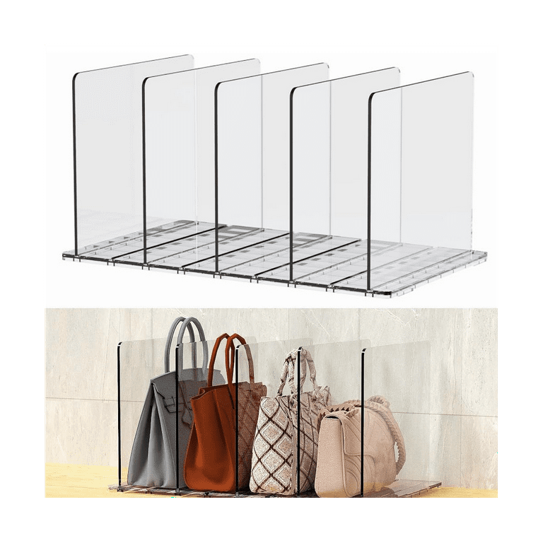 Symkmb Purse Organizer for Closet, Shelf Dividers for Closet Organization  Adjustable Plastic Handbag Organizers for Closets 