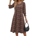 thumbnail image 2 of Fantaslook Fall Dresses for Women Smocked 3/4 Sleeve Dress Floral Midi Casual Dresses with Pockets, 2 of 8
