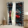 thumbnail image 3 of Homewish Red Sport Car Black Out Curtains for Kids Children Teens,USA Flag Curtains Pack of 2 (42x63 Each),Geometric Plaid Honeycomb Bedroom Curtains,Lightweight Room Decor, 3 of 6