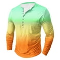thumbnail image 3 of LODIENY Men's Henley Shirts Classic Casual Tie Dye Gradient Print Basic Workout Tee Shirts Big and Tall Regular Fit Long Sleeve Cotton Button Ombre T Shirts Multicolor#24 XXXXXL, 3 of 5
