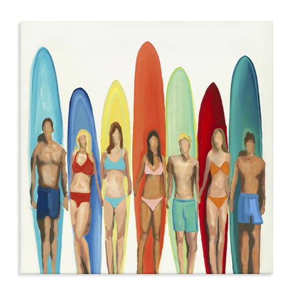 Stupell Industries Modern Surfers & Boards Summer Canvas Art, 17 x 17, by Randy Hibberd