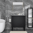 thumbnail image 5 of Modern Black Wood Freestanding Bathroom Vanity with White Sink Top 2-Door Design for Bathroom Storage & Stylish Organization, 5 of 5