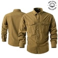 thumbnail image 3 of Men Long Sleeve Utility Button Down Shirts, Multi Chest Pocket Relaxed Fit Outdoor Work Tactical Shirts, 3 of 6